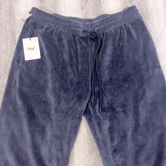 Aritzia TNA Relaxed Velour Sweatpant Blue - Picture 2 of 7